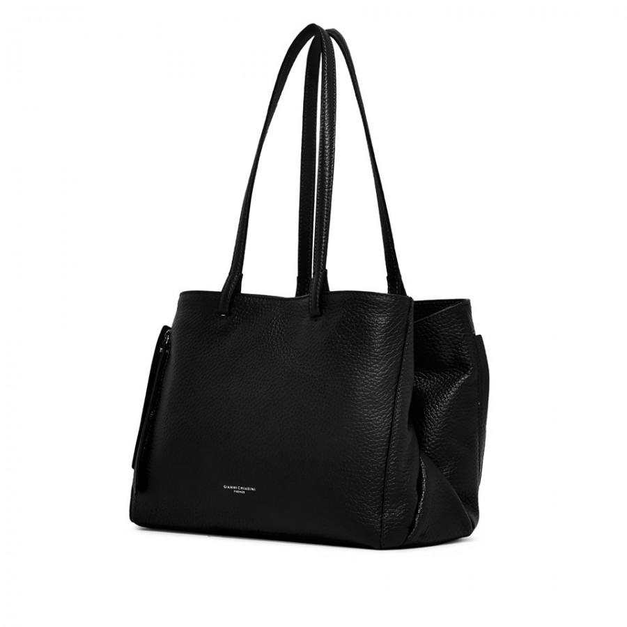 Shopping Bag in Pelle Martellata con...