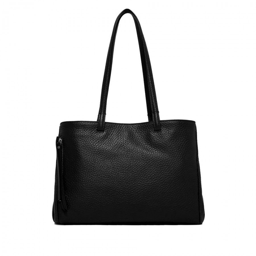 Shopping Bag in Pelle Martellata con...