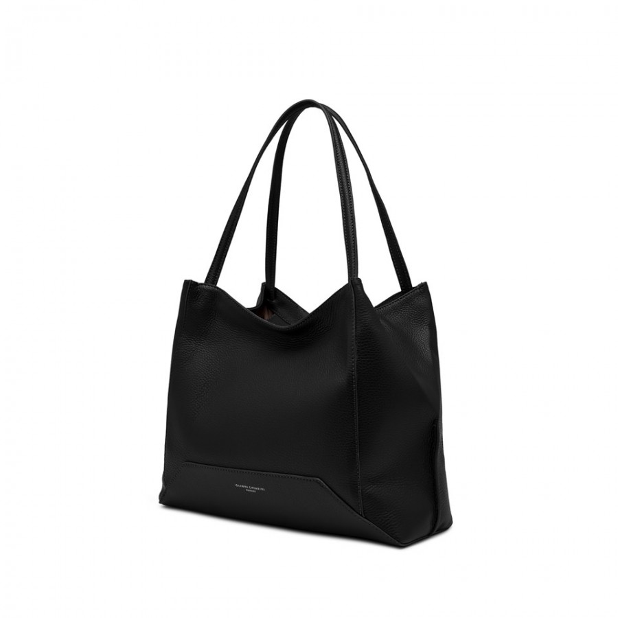 Shopping Bag in Pelle con Impunture e...