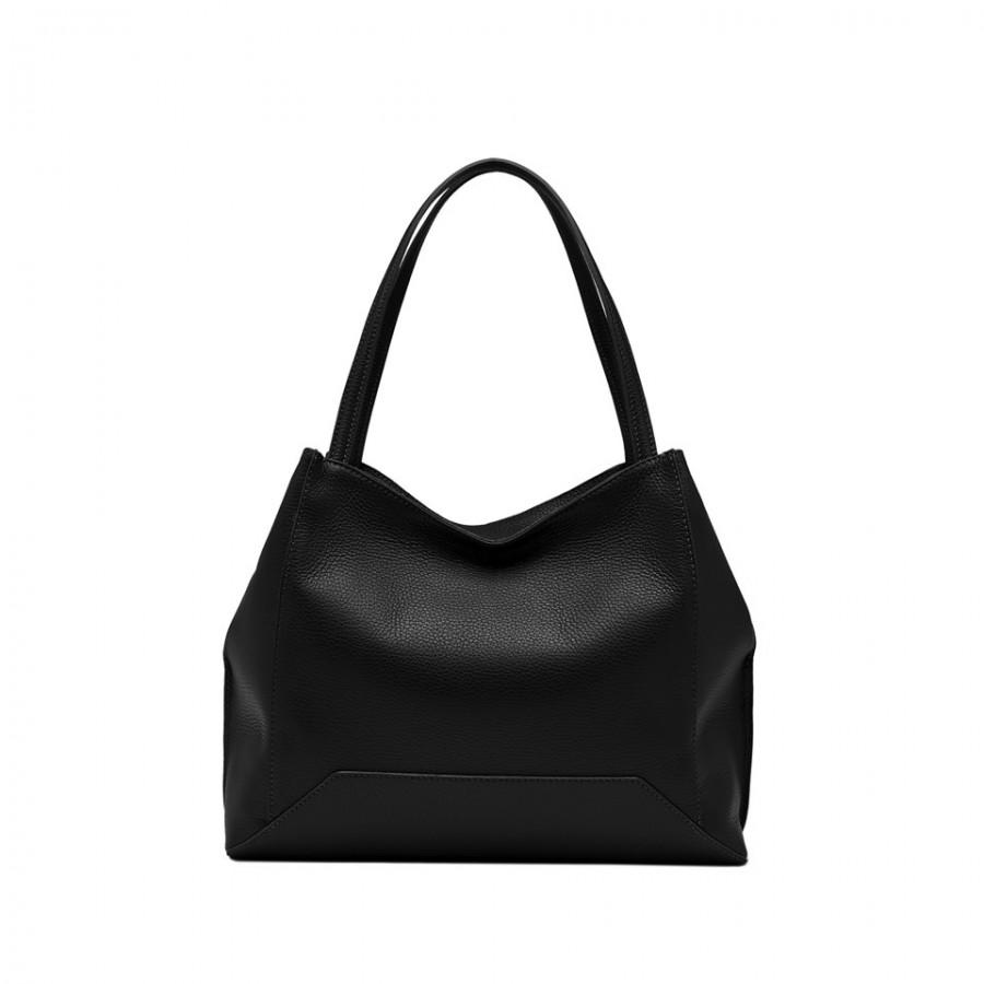 Shopping Bag in Pelle con Impunture e...