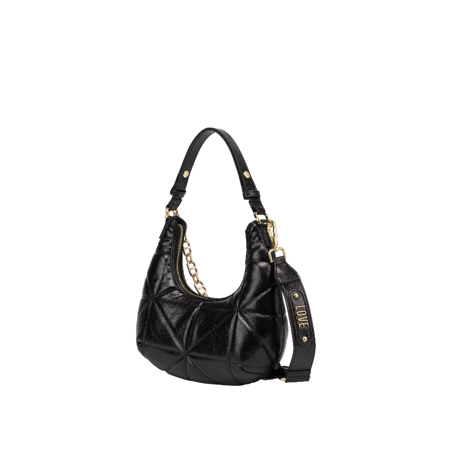 Hobo Bag Geometric Quilted Nero -...