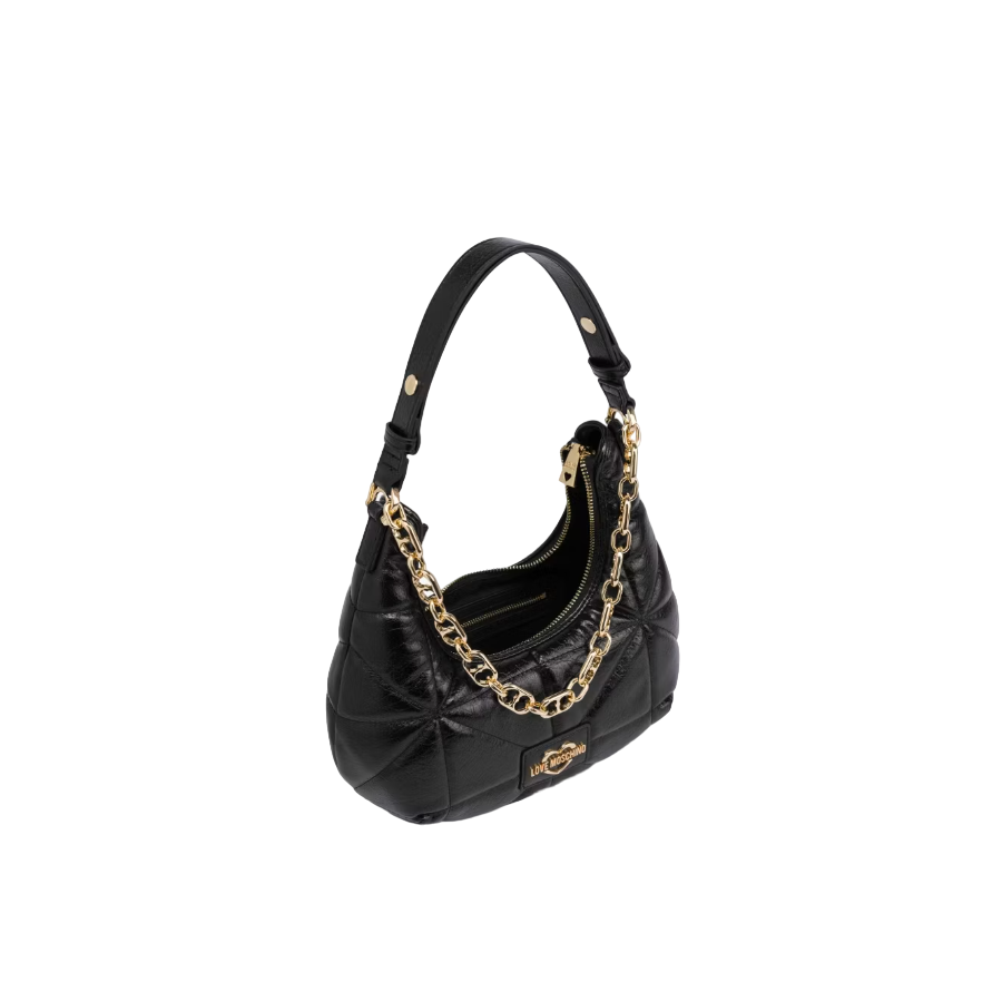 Hobo Bag Geometric Quilted Nero -...