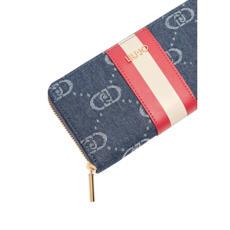 Portafoglio Zip Around Jaquard Denim...