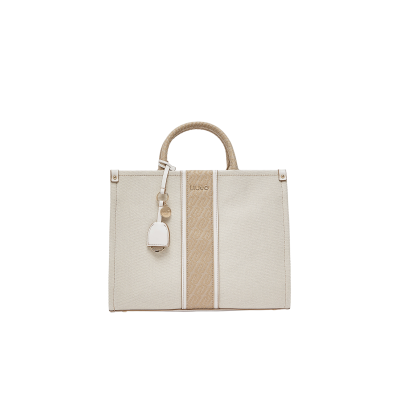 Borsa a mano jacquard crema...