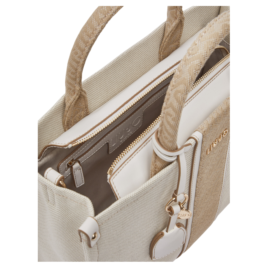 Borsa a mano jacquard crema Liu Jo -...