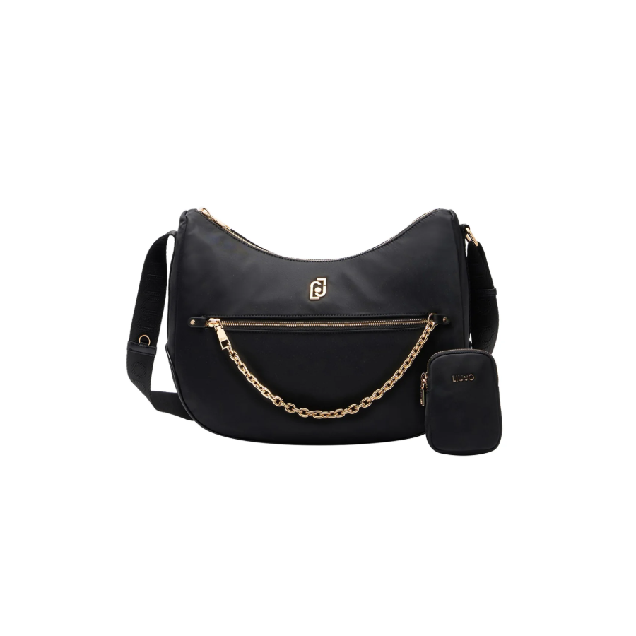 Borsa a Spalla Achala in Nylon Nero -...