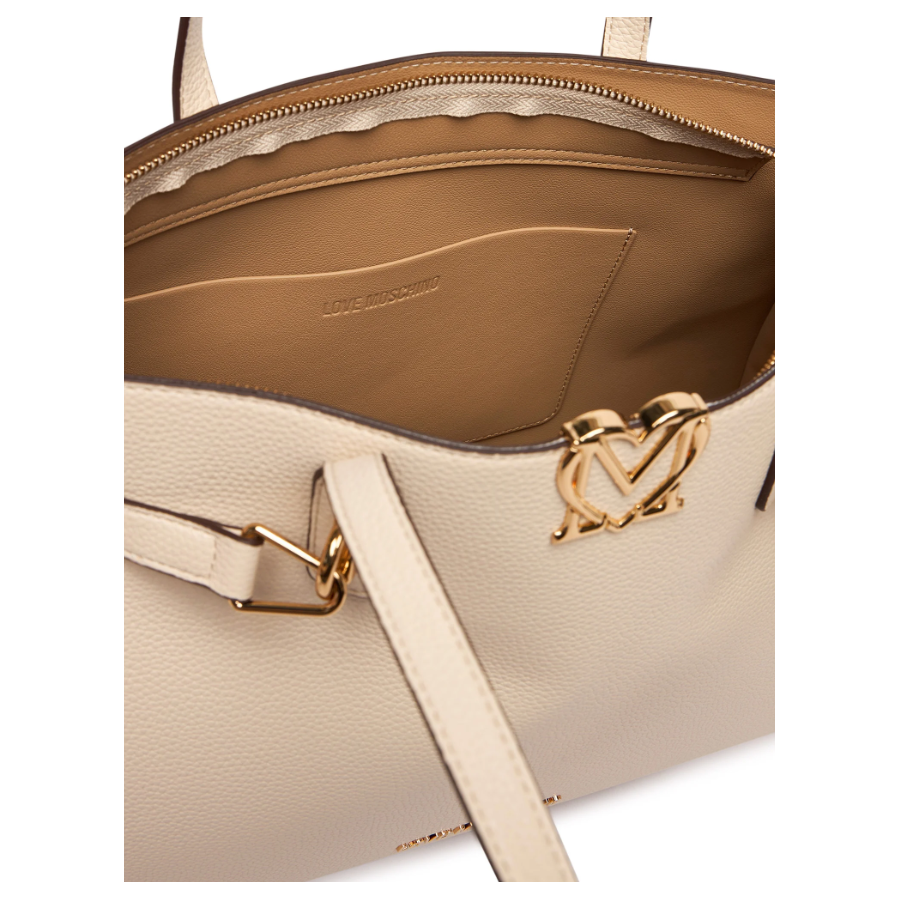 Borsa shopper avorio Love Moschino -...