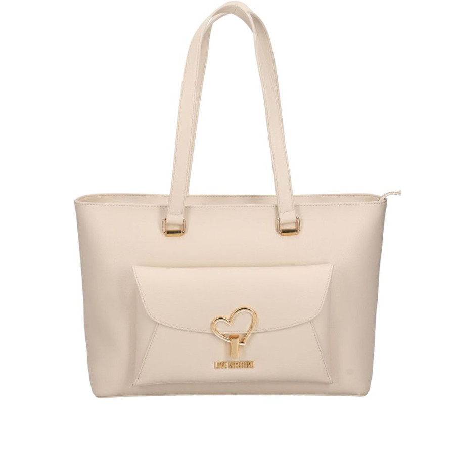 Borsa Shopper avorio Love Moschino -...